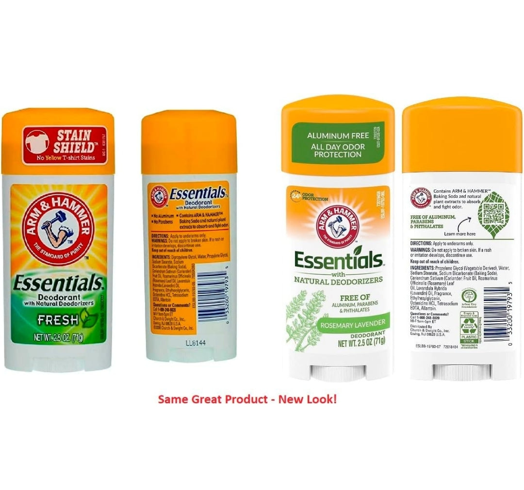 ARM & HAMMER Essentials Deodorant Fresh Rosemary Lavender - 2.50 oz (Pack of 3)