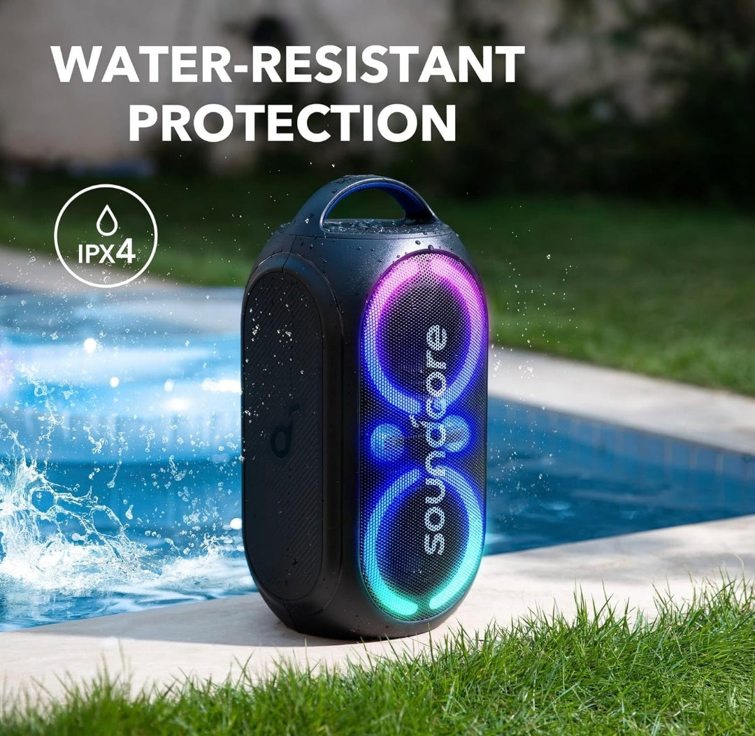 Soundcore Anker Rave Party 2 Portable Speaker, 120W Stereo Sound, PartyCast 2.0, Light Show, IPX4 Water-Resistant, 16H Playtime, Mic Input, Custom EQ & Bass Up for Party, Tailgating, Backyard, Pool