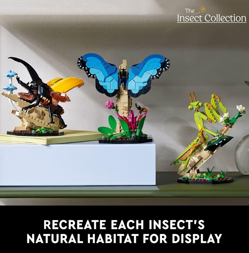 LEGO Ideas Die Insekteversameling, Natuurliefhebbers, m/ Lewensgroot Blou Morfo Skoenlapper, Herculeskewer en Chinese Bidsprinkaan - 21342