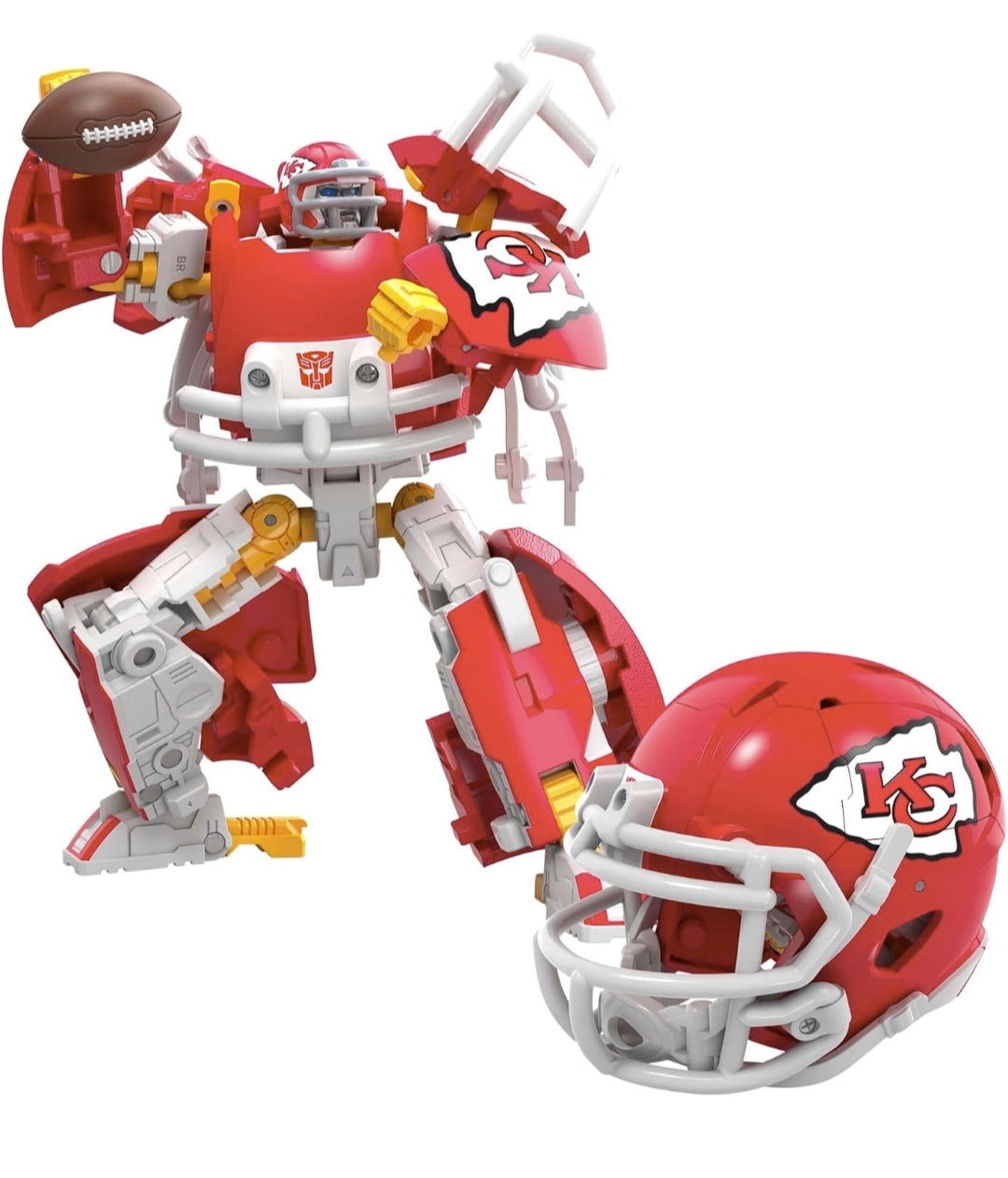 Transformers NFL Kansas City Chiefs KC-59, 5.5-Inch Action Figure Changes from Robot to Helmet, Football Toys for Ages 8+