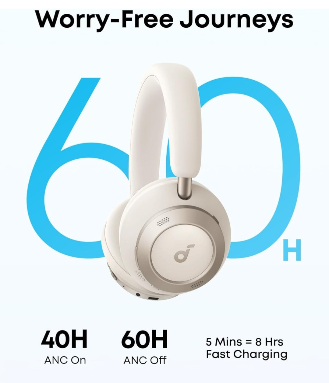 Soundcore Space One Pro, FlexiCurve Over-Ear Headphone, Adaptive Active Noise Cancelling Headphones Driven by 6 Mics, 60H Lossless Audio, Ultra-Fast Charging, Hi-Res Wireless, Comfortable Fit