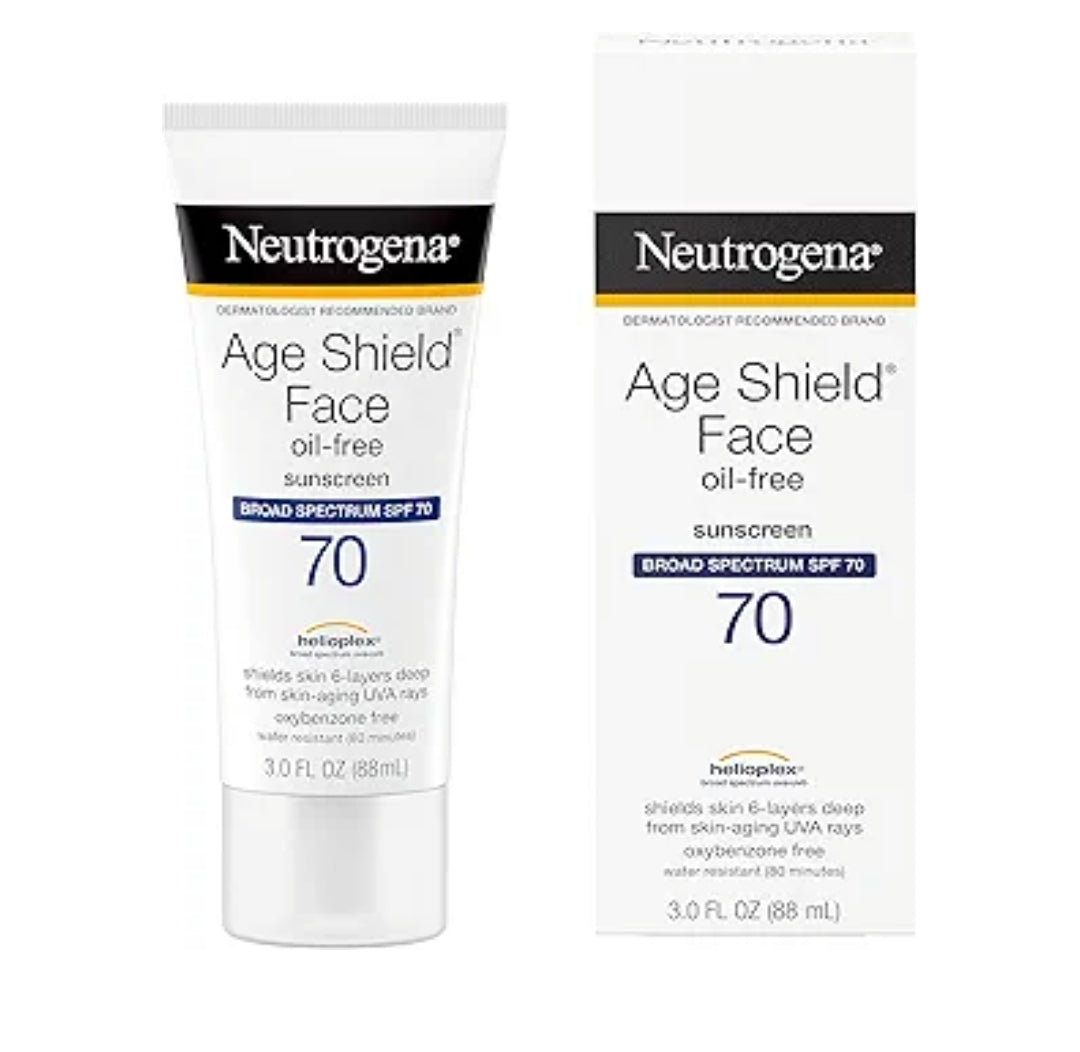 Neutrogena Age Shield Face Olievrye Sonskermroom met Breëspektrum SPF 70, Nie-Komedogenies Bevogtigend 3 fl. oz (Pak van 3)