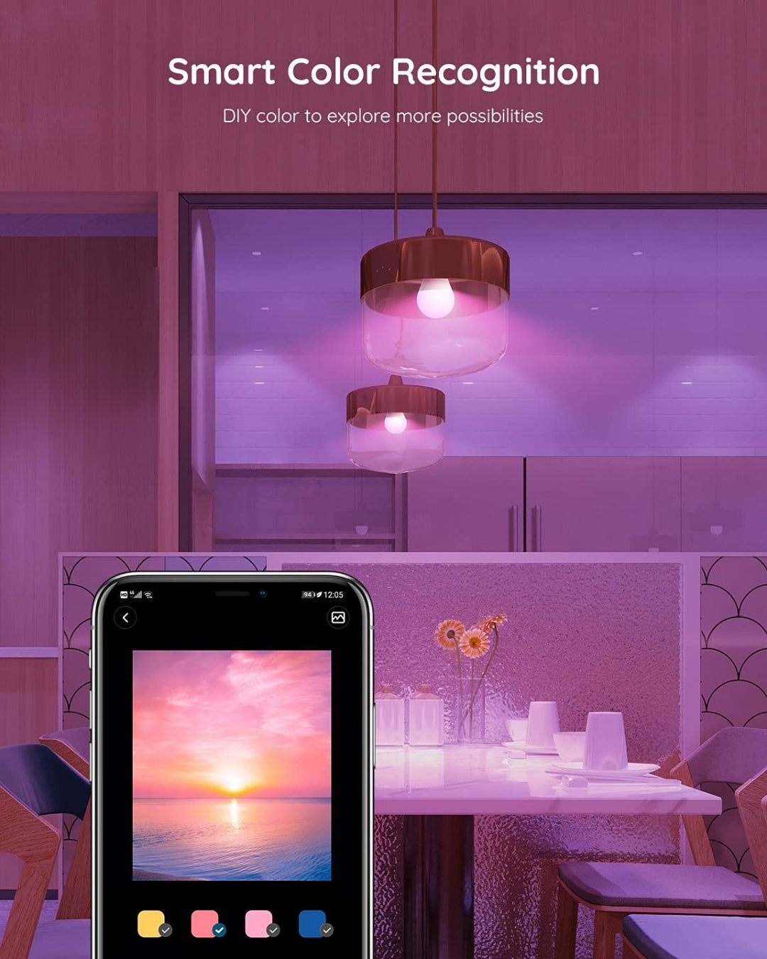 Govee Smart Light Bulbs, Color Changing Light Bulb, Work with Alexa and Google Assistant, 16 Million Colors RGBWW, WiFi & Bluetooth LED Light Bulbs, Music Sync, A19, 800 Lumens, 4 Pack
