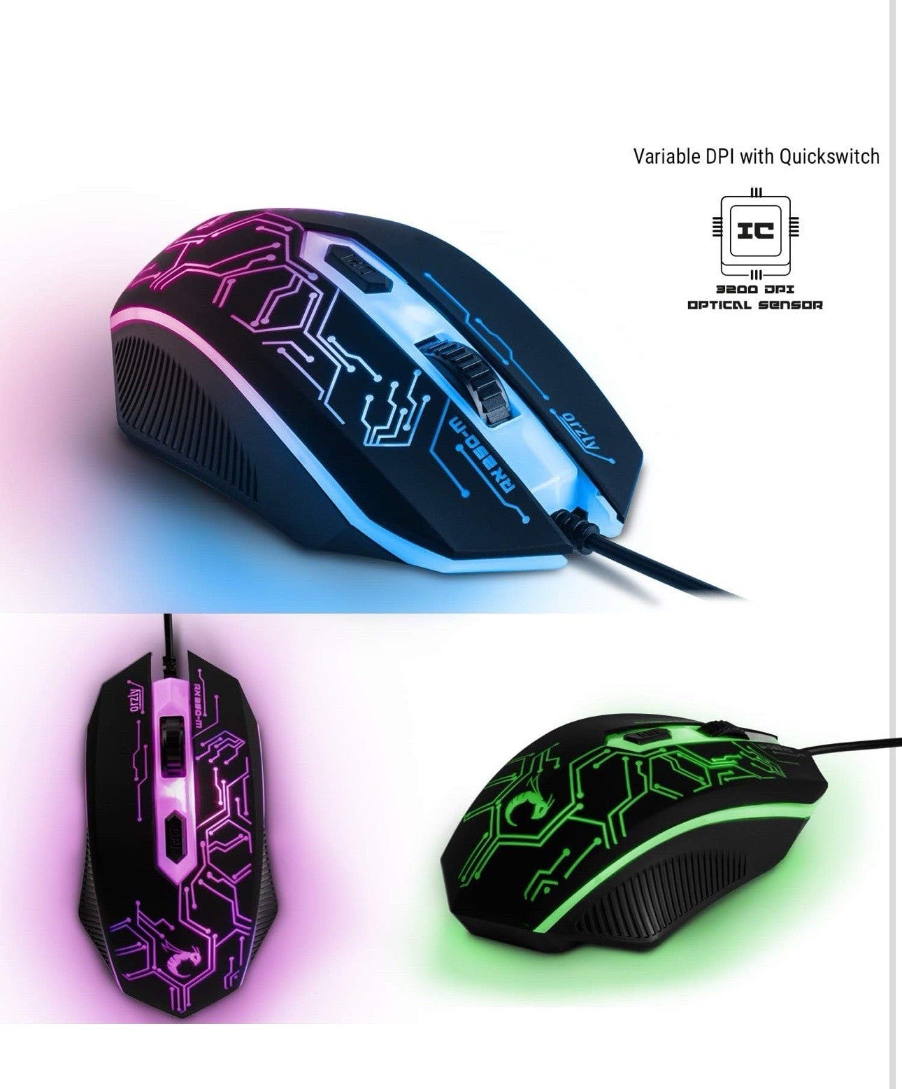 BUNDLE - Gaming Keyboard Mouse Headset Combo,USB Wired Crack Backlit Keyboard