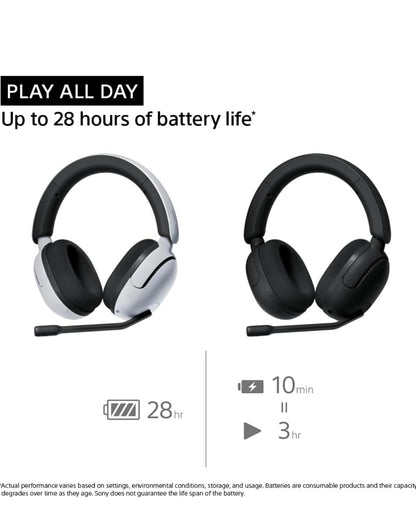 Sony INZONE H5 Koordlose Spelkoptelefoon, 360 Ruimtelike Klank, 28 Uur Battery, 2.4Ghz Koordloos en 3.5mm Oudiokontak – Swart