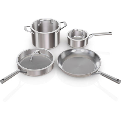 Ninja EverClad Vlekvrye Staal Kookgerei 7-stuk Pot- en Panset, Kookwarestel, Alle Stoofplate & Induksie, Oondveilig tot 315°C, Drie-laag Kommersiële Graad, C99007