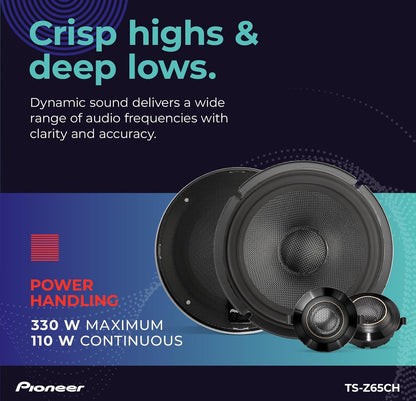 Pioneer Z-Series TS-Z65CH 6.5" 2-Way Component Car Speakers 330W Max
Audiophile Upgrade, Premium Speakers, Crisp Highs + Clear Vocals, Add an Amplifier for Optimal Performance