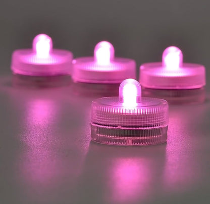 Submersible LED Lights Battery Powered Underwater Waterproof LED Tea Light Candles for Events Decor Lighting - (Pink)