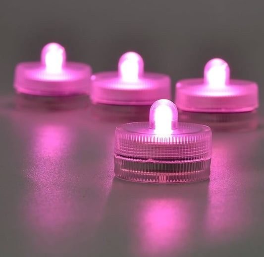 Submersible LED Lights Battery Powered Underwater Waterproof LED Tea Light Candles for Events Decor Lighting - (Pink)