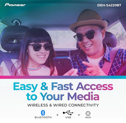 Pioneer DEH-S4220BT Enkel-Din Bluetooth CD Ontvanger met USB/AUX Insette, Pioneer Smart Sync, en Handvrye Oproepe vir Verbeterde Klankervaring in die Motor