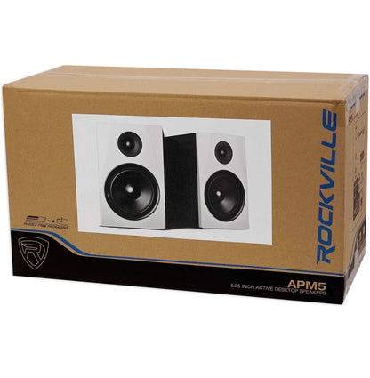 Rockville (2) 5.25" 250w Aangedrewe Studio Monitors+Staanders+Oorfone+Mikrofoon+Skuimblokkies