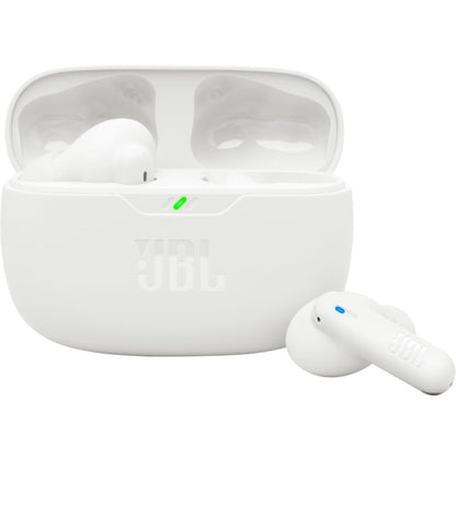 JBL Vibe Beam 2 - Ware Draadlose Geraasonderdrukking-Oorfone met Suiwer Bas Klank & Slim Omgewingsklank Tegnologie, 4 mikrofoon vir Kristalhelder Oproepe, tot 40 ure speeltyd, IP54 Stof- & Waterbestand (Wit)