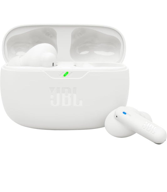 JBL Vibe Beam 2 - True Wireless Noise Cancelling Earbuds Pure Bass Sound & Smart Ambient Technology, 4mics for Crisp, Clear Calls, up to 40Hrs of Playback, IP54 Dust & Water Resistant (White)