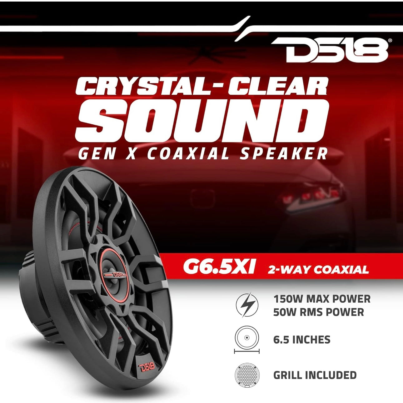 DS18 G6.5Xi GEN-X 6.5" 2-Way Coaxial Speakers 150 Watts Max Power - PAIR