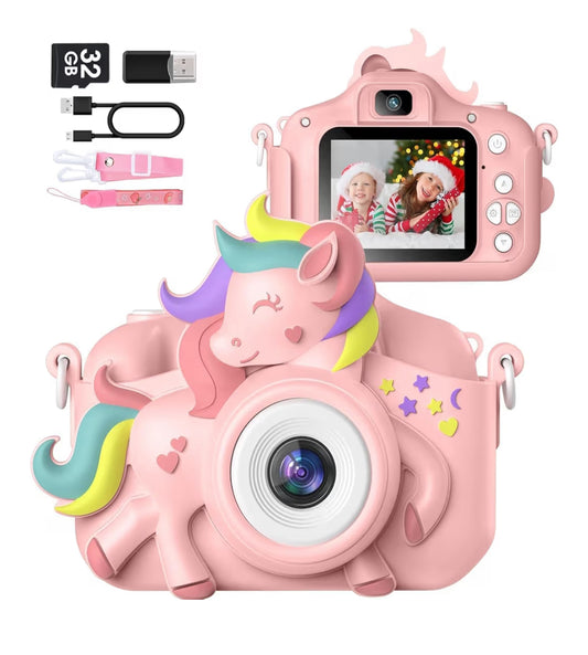 Kids Selfie Camera 20 MP HD 1080P IPS Screen Dual Digital Toy w/ 32Gb Card - (Pink)