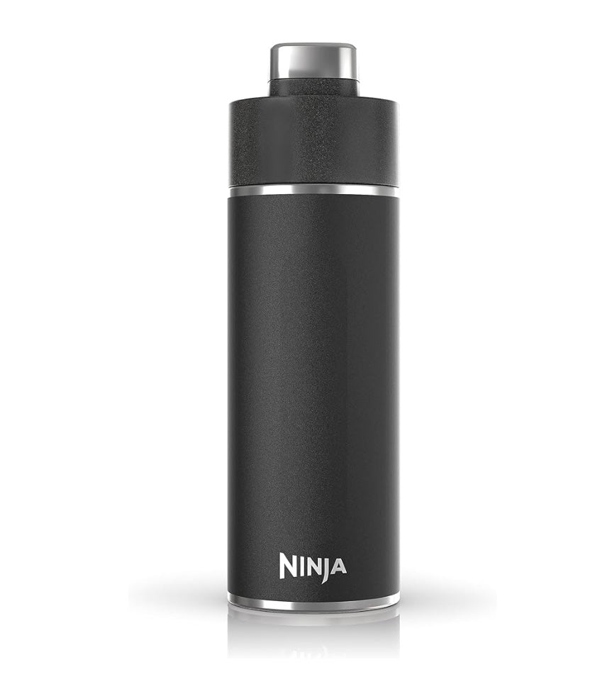 Ninja DW2401BK Thirsti 24oz Reiswaterbottel, Lekvry, 24 Uur Koud, Skottelgoedwasser Veilig, Dubbelwandige Vlekvrye Staal Geïsoleerde Tuimelaar - Oniks Swart