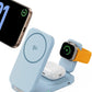 INIU 3 in 1 Wireless Charging Station, Qi2 Certified Magnetic Travel Charger for Apple Multiple Devices, Foldable Charger Stand for Apple iPhone 16 15 14 13 12 Series Watch AirPods (Blue)