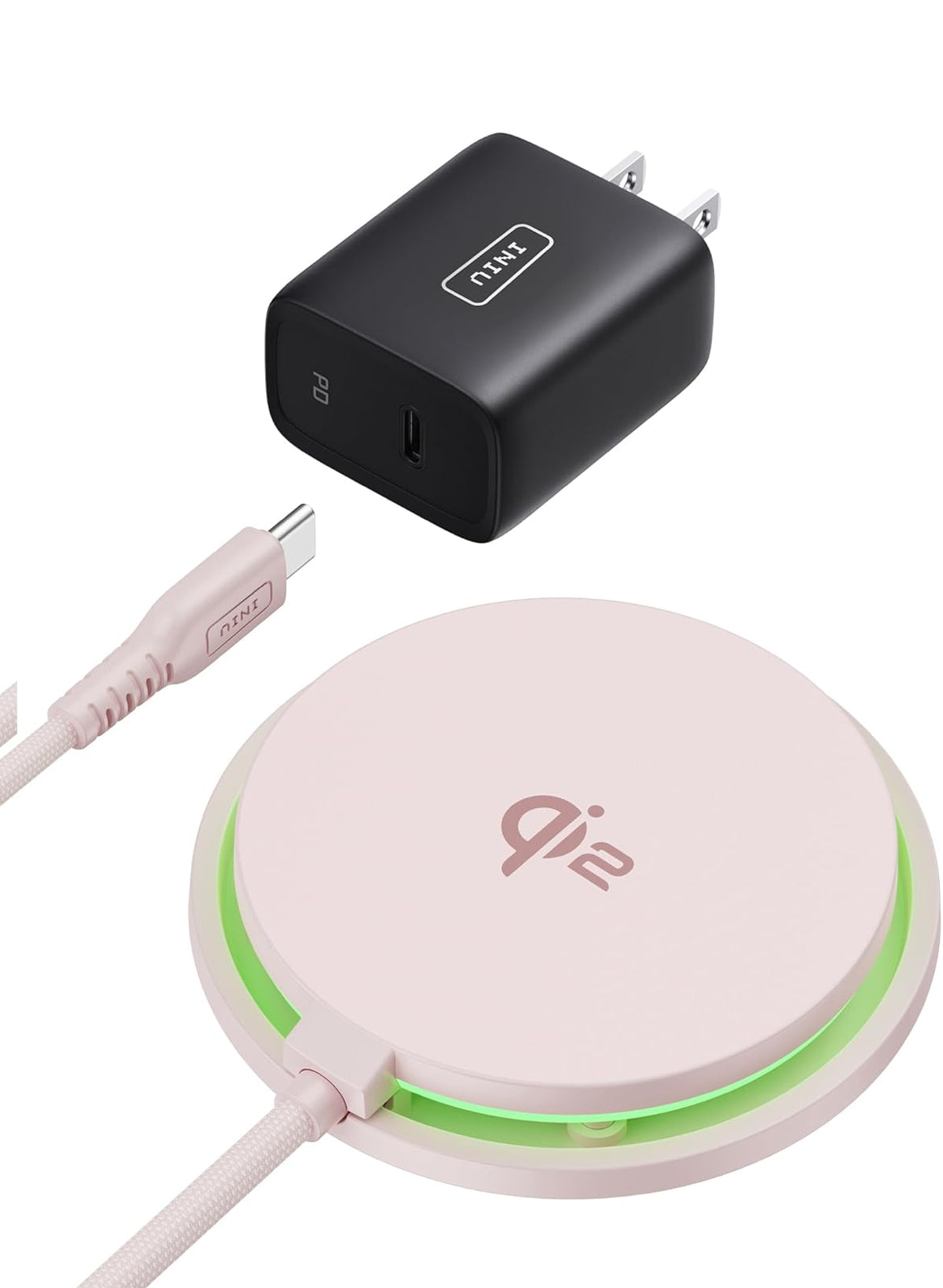 INIU Wireless Charger, 15W Fast Charging LED Mag-Safe Charger, Travel Magnetic Charging Pad Compatible with iPhone 16/15/14/13/12 Series, AirPods 3/2/Pro/Pro 2 (with Adapter)