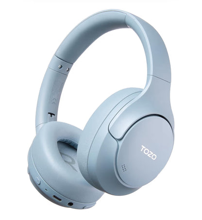 HT3 Hybrid Noise Cancelling Headphones, 90H Battery Life Over Ear Bluetooth 6.0 Foldable Headset, AI Voice Assistant - Blue