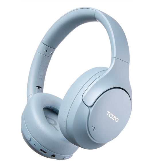 HT3 Hybrid Noise Cancelling Headphones, 90H Battery Life Over Ear Bluetooth 6.0 Foldable Headset, AI Voice Assistant - Blue