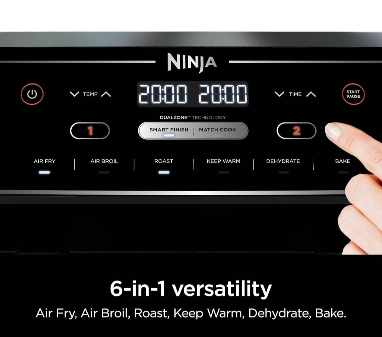 Ninja Air Fryer Finish Cooking Multiple Foods at the Same Time 6-in-1  (Air Fry, Broil, Roast, Keep Warm, Dehydrate, Bake) - 5 QT Baskets (DZ302)