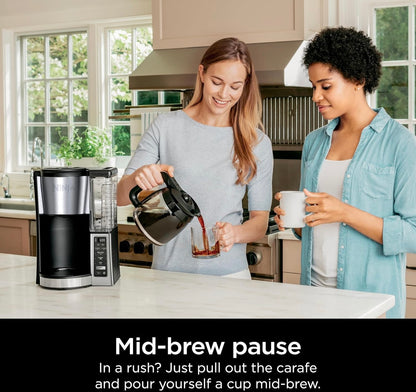 Ninja 12-Koppie Programmeerbare Koffiemaker 60oz Waterreservoir, Vertraagde Brou-funksie - Swart/Vlekvrye Staal