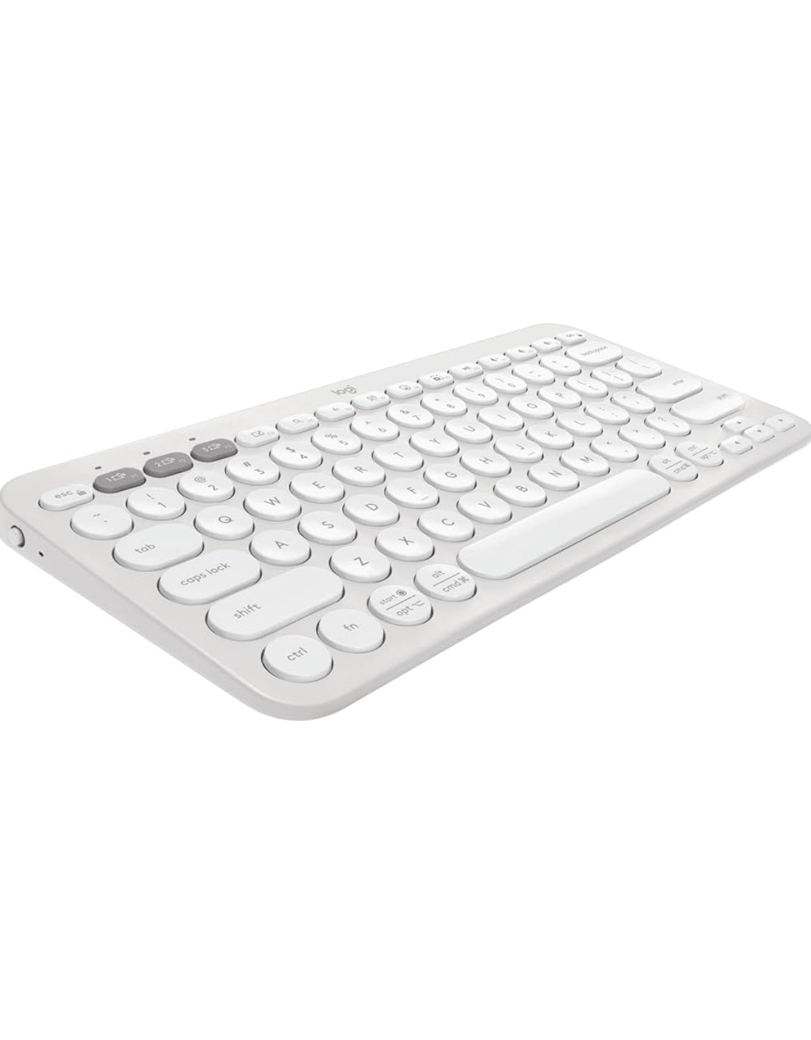 Logitech Pebble Keys 2 K380s, Multi-Toestel Bluetooth Draadlose Sleutelbord met Aanpasbare Kortpaaie, Slank en Draagbaar, Maklike Skakeling vir Windows, macOS, iPadOS, Android, Chrome OS - Tonal White