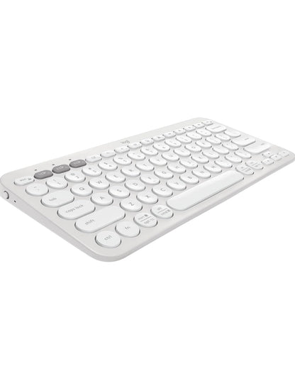 Logitech Pebble Keys 2 K380s, Multi-Toestel Bluetooth Draadlose Sleutelbord met Aanpasbare Kortpaaie, Slank en Draagbaar, Maklike Skakeling vir Windows, macOS, iPadOS, Android, Chrome OS - Tonal White