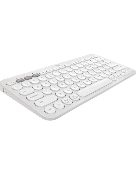 Logitech Pebble Keys 2 K380s, Multi-Toestel Bluetooth Draadlose Sleutelbord met Aanpasbare Kortpaaie, Slank en Draagbaar, Maklike Skakeling vir Windows, macOS, iPadOS, Android, Chrome OS - Tonal White