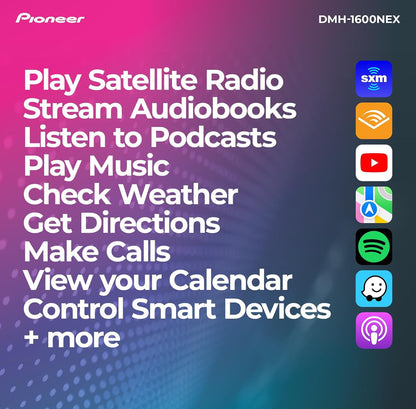 Pioneer DMH-1600NEX 6.8" Capacitive Touchscreen Double Din Car Stereo
Digital Multimedia Receiver, Wired CarPlay & Android Auto, Bluetooth, Backup Cam, USB, AM/FM, Front/Rear/Sub RCA Preouts