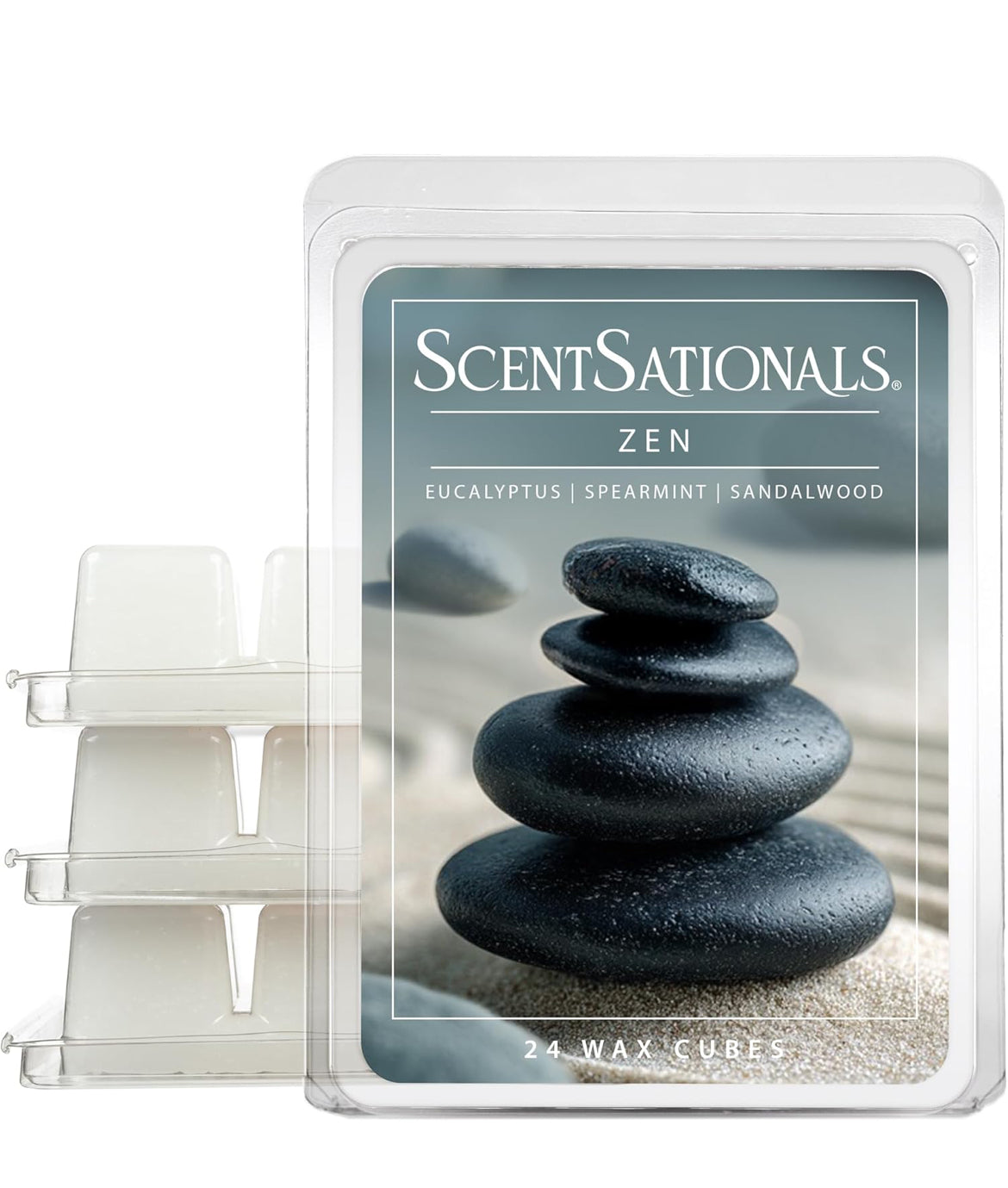 Scentsationals Wax Melts, Wax Cubes Strong Scent -Zen - Long Lasting Scented Melts for Warmer, 10oz (24-Cubes)