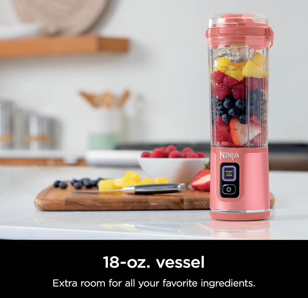 Ninja Blast Portable Blender, Cordless, 18oz. Vessel, Personal Blender BPA Free, Leakproof Lid & Sip Spout, USB-C Rechargeable, Dishwasher Safe Parts - Red Clay - BC151RY