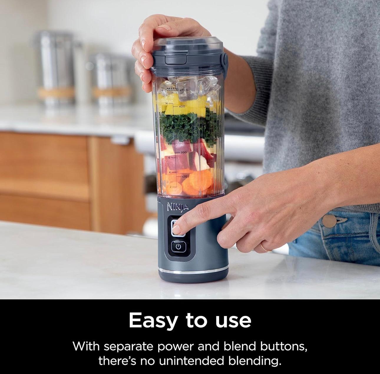 Ninja BC151NV Blast Portable Blender, Cordless, 18oz. Vessel, Personal Blender-for Shakes & Smoothies- Dishwasher Safe Parts -Blue