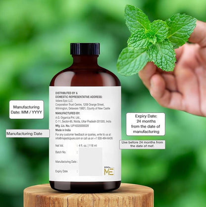 Suiwer Essensiële Olie met Glasdrupper - 100% Suiwer en Natuurlik - Essensiële Olies vir Lugbevogtiger, Aromaterapie, Seep- en Kersmaak, Pepermunt Essensiële Olie, Pepermuntolie, 118ml