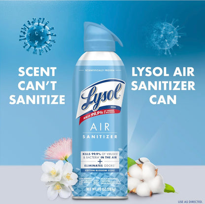 Lysol Lugontsmetting Spuitmiddel + Reukverwyderaar - Katoenbloeiselgeur, 10 oz (Pak van 3)