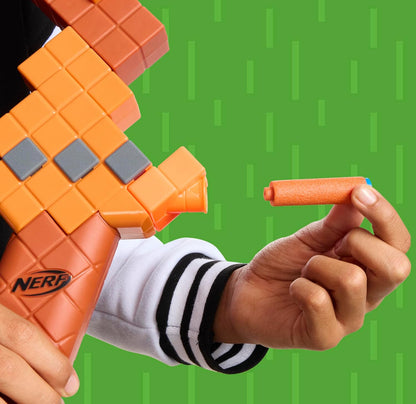 Nerf Minecraft Bow Dart Blaster, Pull-Back String Priming, 8 N1 Darts Compatible Only N1 Dart Blasters, Ages 8+