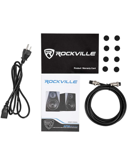 Rockville 2 APM8B 8" 500W Aktiewe Ateljeemonitors+Stande+Kussings en Oorfone