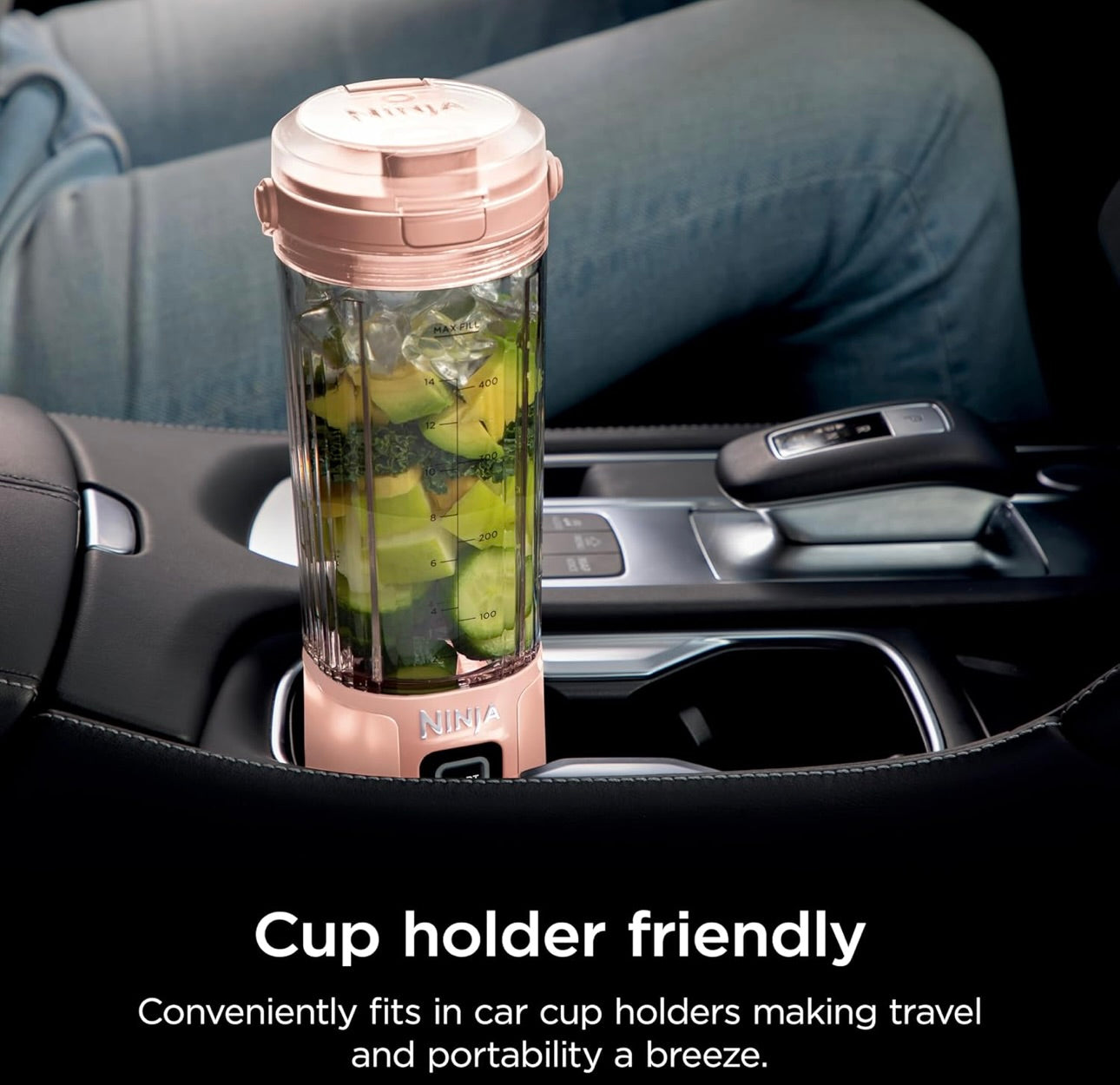 Ninja BC155PS Blast Two-Pack Portable Blender, Cordless, 18oz. Vessel, Personal Blender BPA Free, Leakproof-Lid & Sip Spout, Rechargeable, Dishwasher Safe Parts - Peach & Stone