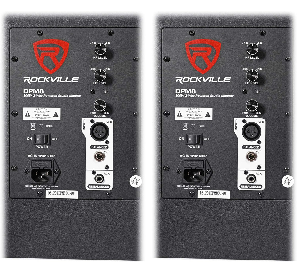 Rockville (2) DPM8B Dual Powered 8" 600 Watt Active Studio Monitor Speakers