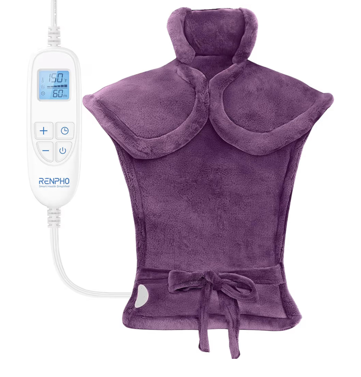 Back Heating Pad for Back Pain Relief - Neck and Shoulder Heat Pad, Auto Shut Off - (Purple)