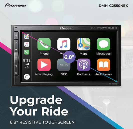 Pioneer 6.8" Capacitive Touchscreen Modular Chassis Car Stereo Digital Multimedia Receiver, Wired CarPlay & Android Auto, Amazon Alexa, Bluetooth, Backup Cam, Short Chassis, Hi-Volt RCA