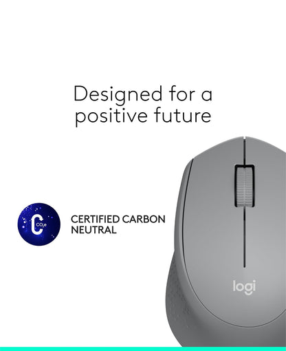 Logitech M330 SILENT Draadlose Muis, 2.4GHz met USB-ontvanger, Optiese Opsporing, Stil en Liggewig, Lang Batterylewe, vir rekenaar, Mac, skootrekenaar, Chromebook - Grys