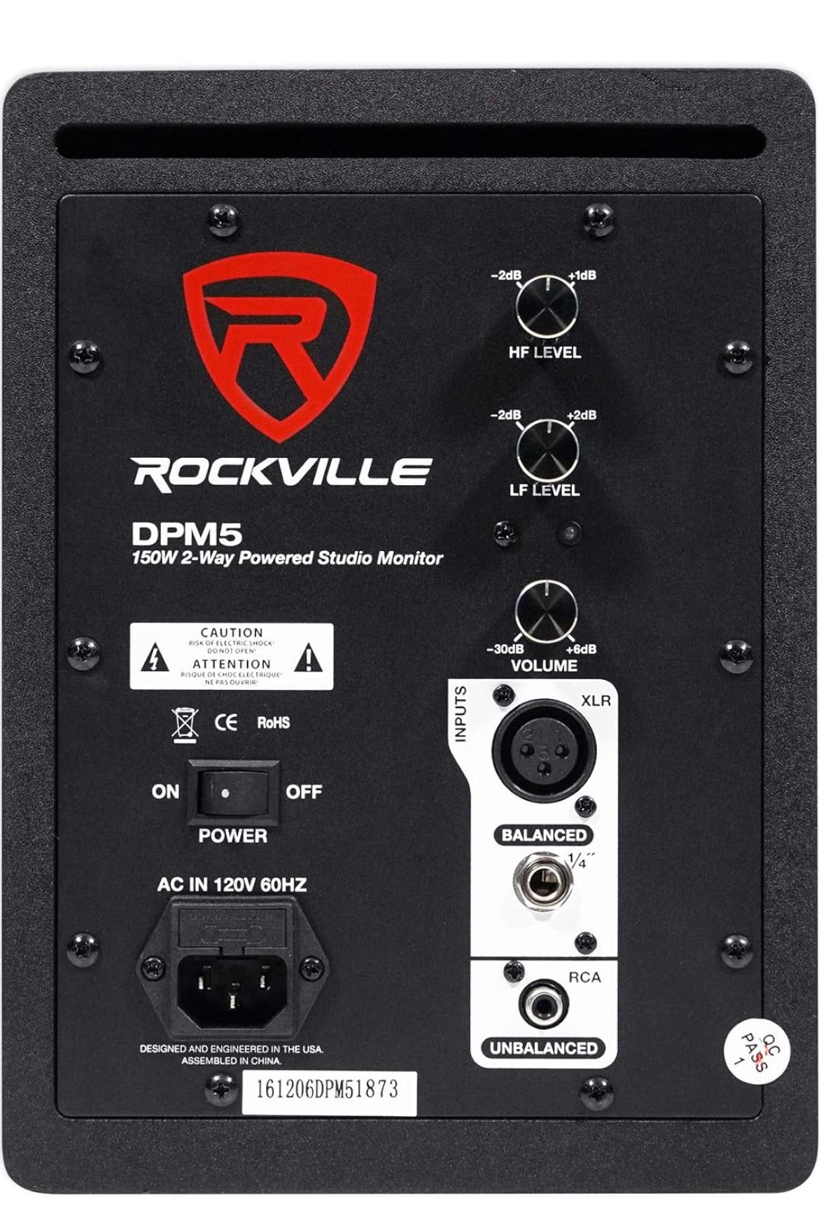 Rockville 5.25" 2-Way 150W Wood Active/Powered Studio Monitor Speaker (DPM5C)