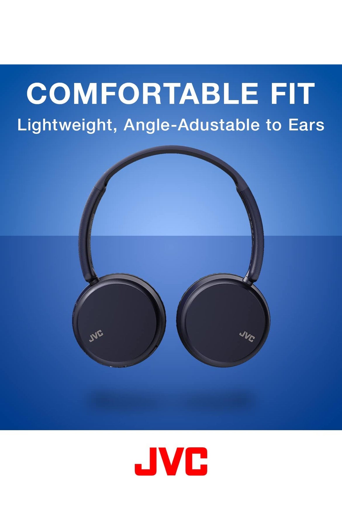 JVC Deep Bass Wireless Headphones, Bluetooth 5.2, Built-in EQ (Bass/Clear/Normal), Multi-Point Connection, Voice Assistant Compatible, 35 Hour Battery Life - HAS36WA (Blue), Small