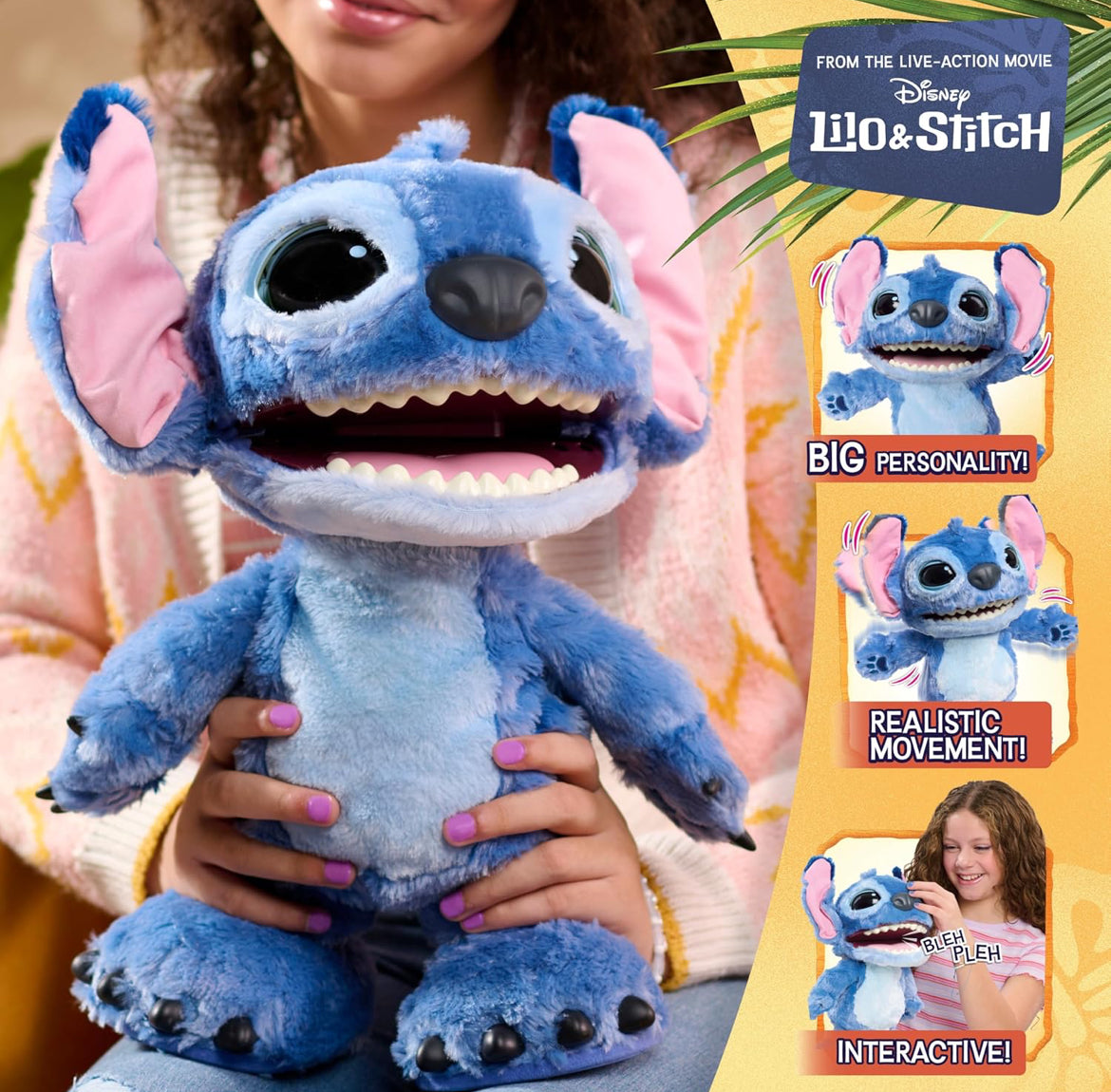 Just Play Disney Stitch Ultimate Interactive 17" Plush Toy, 100+ Sounds & Reactions, Inspired by Disney’s Live-Action Lilo & Stitch Film