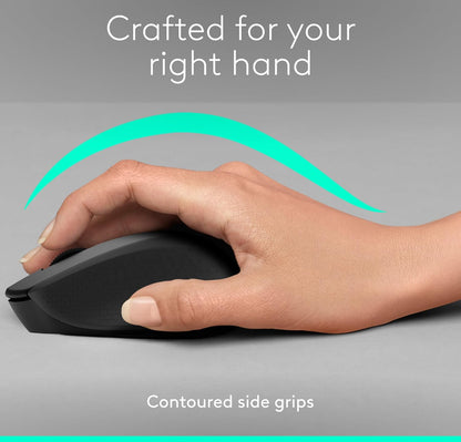 Logitech M330 SILENT Draadlose Muis, 2.4GHz met USB-ontvanger, Optiese Nasporing, Stil & Liggewig, Lang Batterylewe, vir rekenaar, Mac, skootrekenaar, Chromebook - Swart