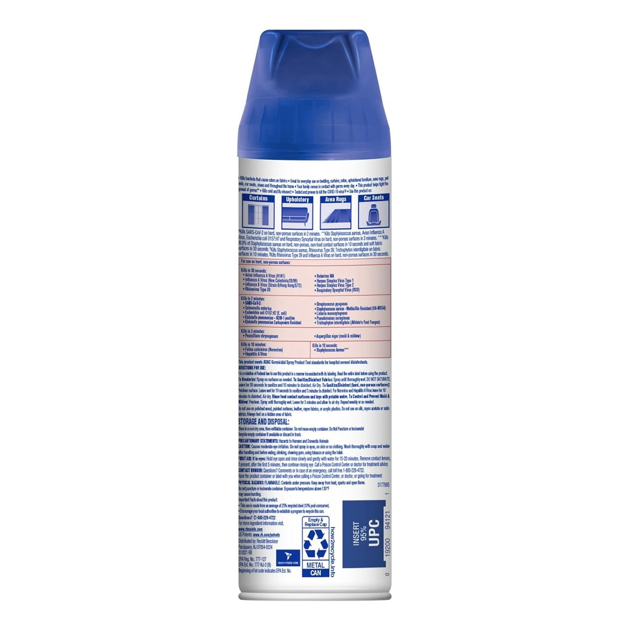 Lysol Lap Ontsmettingssproei, Saniterende en Antibakteriese Sproei, Vir die Ontsmetting en Ontgeuring van Sagte Meubels, Laventellande 15 Vl. Ons (Pak van 3)