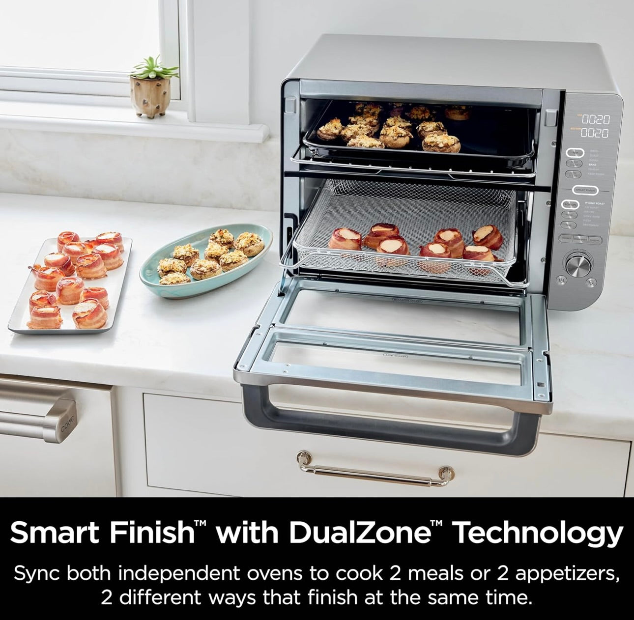 Ninja Countertop Oven Double Stack XL & Air Fryer with Pro Cook System, 12-in-1, Flexdoor, FlavorSeal, SMART FINISH with DualZone Technology, Air Fryer, Bake, Broil, Reheat, Stainless Steel, DCT651