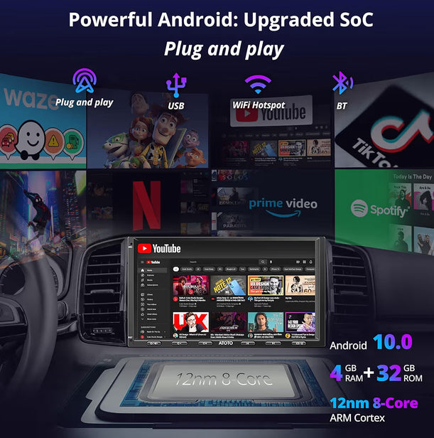 7" QLED Raakskerm Dubbel Din Motorstereo Koordlose CarPlay Android Auto Bluetooth,HDMI - NUUT