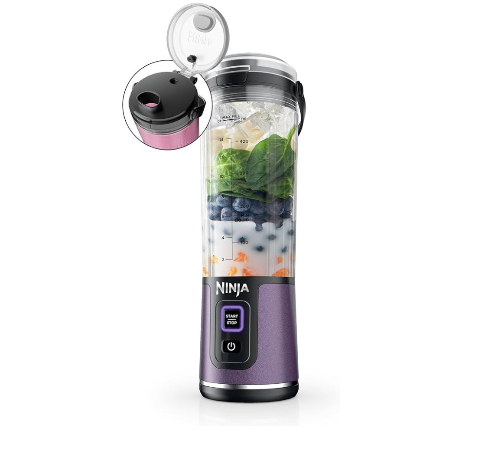 Ninja Blast Portable Blender, Cordless, 18oz. Vessel, Personal Blender BPA Free, Leakproof Lid & Sip Spout, USB-C Rechargeable, Dishwasher Safe Parts, Metallic - Purple BC151PL